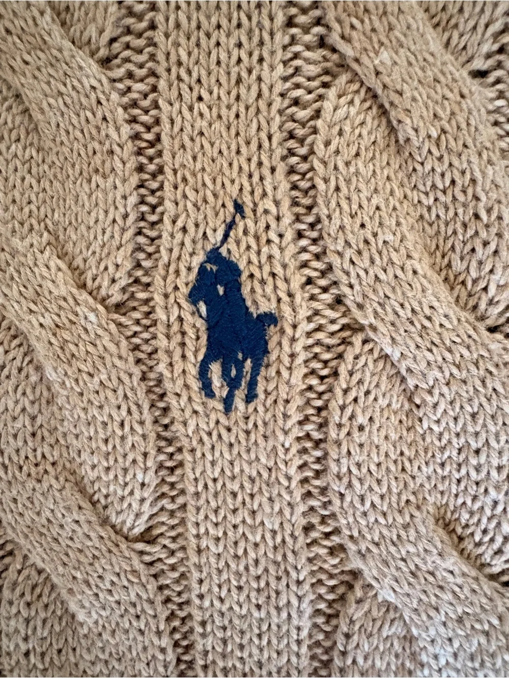 NWT Polo Ralph Lauren Cable-Knit Cotton Quarter-Zip Sweater Camel Melange M - Picture 4 of 11